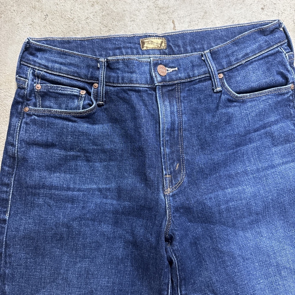 Mother The Twister Flood Wide Leg Cropped Jeans Women 29 Blue High Rise Stretch